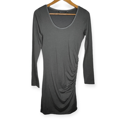 #ad Athleta Carefree Long Sleeve Dress Athleisure Charcoal Gray Ruched Size XS $24.59