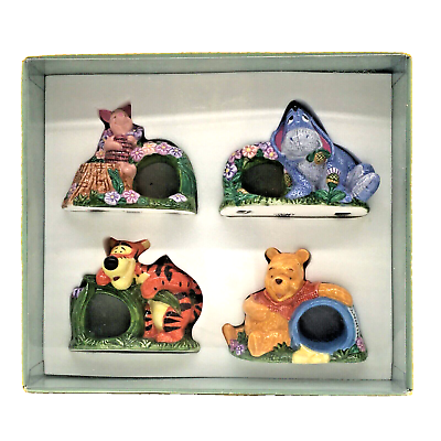 #ad Disney Simply Pooh Character Napkin Rings Boxed Set 4 Pooh Piglet Eeyore Tigger $35.00