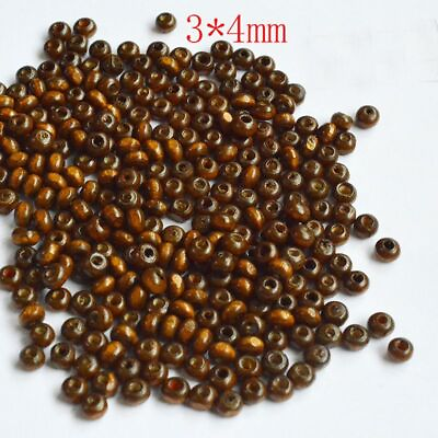 #ad 400Pcs Wooden Beads Round Spacer Bead One Hole Wood Charm Jewelry Making Charms $8.23