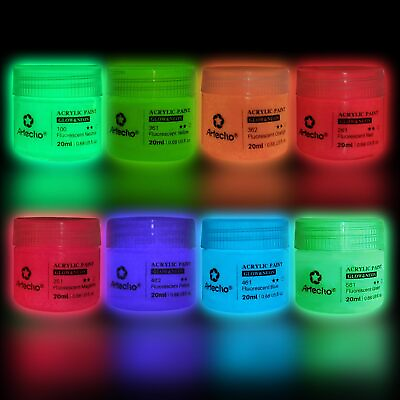#ad Glow in the Dark Paint Set of 8 Colors 20 ml 0.7 oz Glowamp;Neon 8 colors $11.33