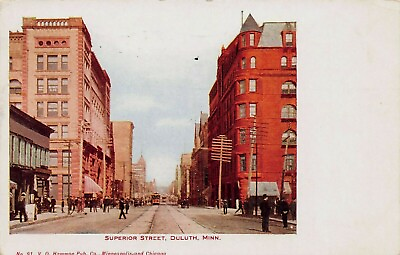 #ad Superior Street Duluth Minnesota Very Early Postcard Used $12.00