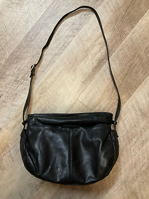#ad Brio Soft Leather Shoulder Bag Hobo Handbag Black Rare US PATENT SEAL vtg $20.99