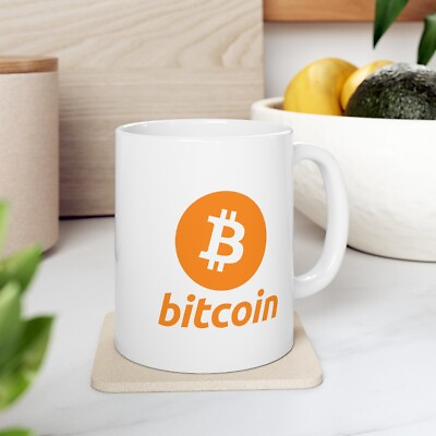 #ad Bitcoin BTC White Ceramic Coffee Mug 11oz. Crypto $18.99