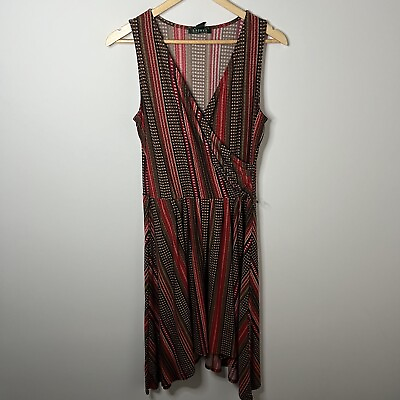 #ad Lauren Ralph Lauren Womens Medium Dress Multicolor Southwestern Faux Wrap Boho $38.88