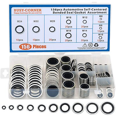 #ad 156 Pieces Bonded Seal Dowty WasherAutomotive Self Centred Dowty Seal Gasket $28.62