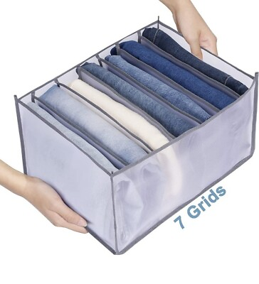 #ad Wardrobe Clothes Organizer for Jeans 7 Grids Larger Clothing Storage Organizer $7.95