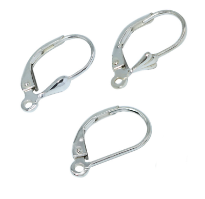 #ad 925 Sterling Silver FleurDeLis Teardrop Leverback Earring Hook Findings 2pcs $4.95