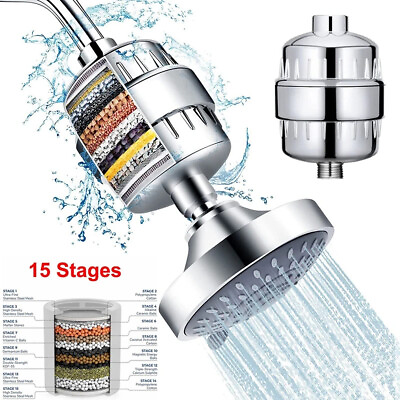 #ad 15 Stage Shower Head Filter Remove Chlorine Soften for Hard Water Bath Purifier $12.34