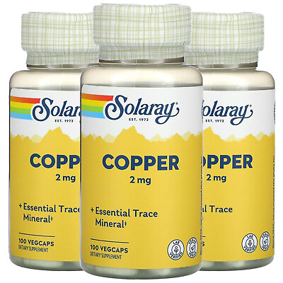 #ad #ad Solaray 3 Pack Copper 2 mg 100 VegCaps $16.23