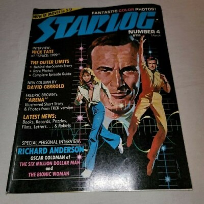 #ad Starlog Magazine March 1977 #4 Six Million Dollar Man Bionic Woman KISS Simmons $8.25