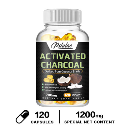 #ad Activated Charcoal Capsules 1200mg Highly Absorbent Relieve Gas and Bloating $12.49