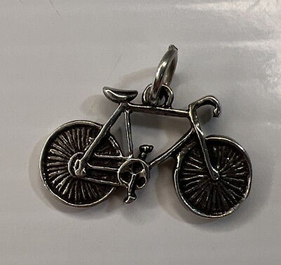 #ad 925 Sterling Silver Retro Charm Pendant Bicycle Biking Sport Racing Triathlon $32.50