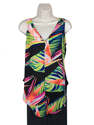 #ad Womens Worthington Sleeveless V Neck Blouse Size S Small NWT Tropical Coastal $13.28