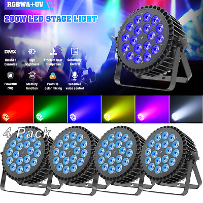 #ad 18x12W 6in1 LED RGBWA UV Stage Lighting PAR Light DMX Beam Party DJ Disco Lights $64.99
