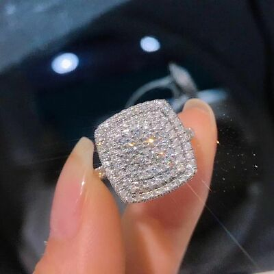 #ad Luxury 925 Silver Filled Ring Women Cubic Zircon Wedding Jewelry Gift Sz 6 10 C $3.40