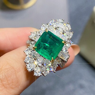 #ad New Adjustable 10mm Neon Green Tourmaline Gems Charm Women Girl Silver Rings $7.99