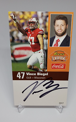 #ad VINCE BIEGEL NCAA Wisconsin Auto Autographed Signed 3x5 Senior Bowl Card $4.99