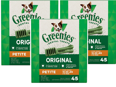 #ad Greenies Tub Treat Pack 27 oz Petite 45 ct 3 Pack Bundle $113.99
