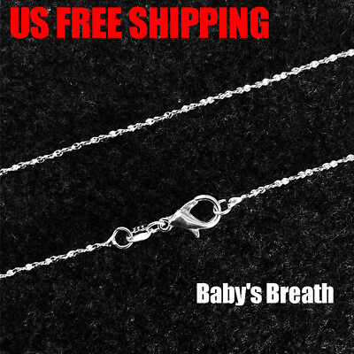#ad 925 Silver Plated Baby#x27;s Breath Chain Necklace w Lobster Lock Women#x27;s Men#x27;s $3.95