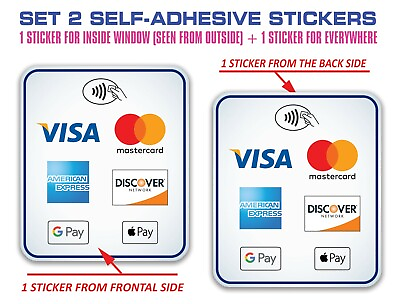 #ad DEBIT CREDIT CARD PAYMENTS CONTACTLESS VISA G PAY APPLE INSIDE WINDOW STICKER $9.90