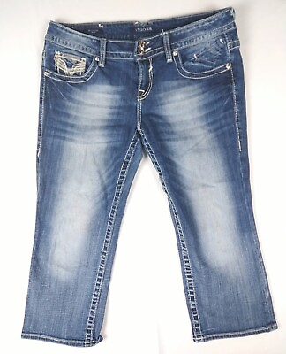 #ad Vigoss The Chelsea Capri Blue Jeans Women Size 11 12 Length 21 $15.19