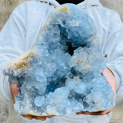 #ad 18.01LB Natural Blue Celestite Geode Quartz Crystal Heart Raw Mineral Specimen $750.00