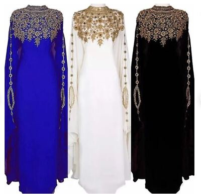 #ad SALE New Moroccan Dubai Kaftans Farasha Abaya Dress Very Fancy Long Gown MS 24 $51.59