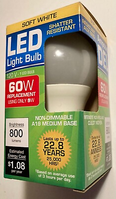 #ad Single Soft White LED Soft White 60 W Watt Light Bulb Buy 1 or all of them $7.98