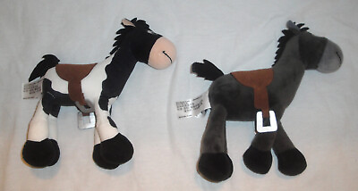 #ad Disney Toy Story Plush Horse SetWoody BullseyeBlackWhiteGraySoft Horses Lot $14.99