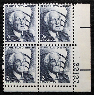 #ad US Plate Block Stamps #1280 1966 2c Frank Lloyd Wright MNH RP17 $1.39