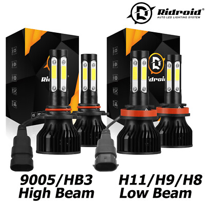 #ad 4x 4side 9005H11 LED Headlight Combo HighLow Beam Bulbs Kit Super White Bright $24.99
