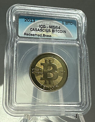 #ad 2013 Casascius Brass 1 Bit Coin Peeled W Holoamp;Key ICG Graded Like BTCC Titan $1249.99