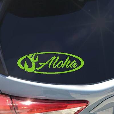 #ad Aloha Fish Hook oval vinyl sticker decal Hawaii Hawaiian lei Oahu Maui 808 $5.95