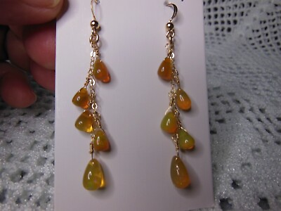#ad Ethiopian Natural Opal Earrings HandMade Gold Filled 2quot;.5 $40.00