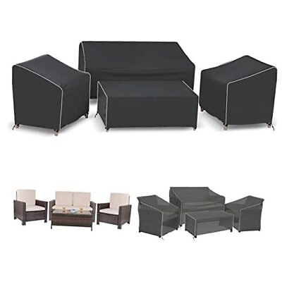 #ad Patio Furniture Covers 4 Piece 600D Waterproof Outdoor XX Large 600D Black $79.98