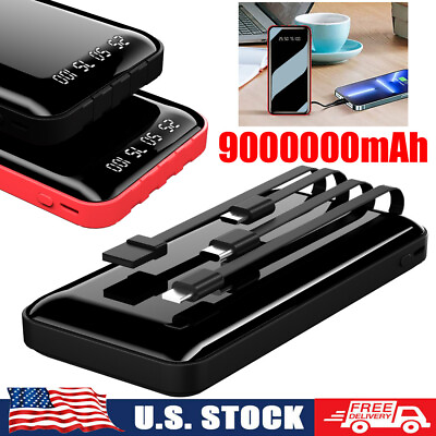 #ad Power Bank 9000000mAh 4 USB Backup External Battery Charger Pack for Cell Phone $15.59