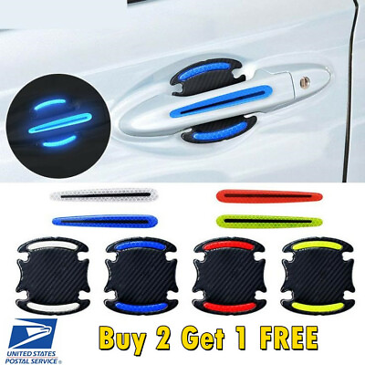 #ad 4pcs Night Reflective Car Door Handle Sticker Safety Distance Warning Film Decal $4.99