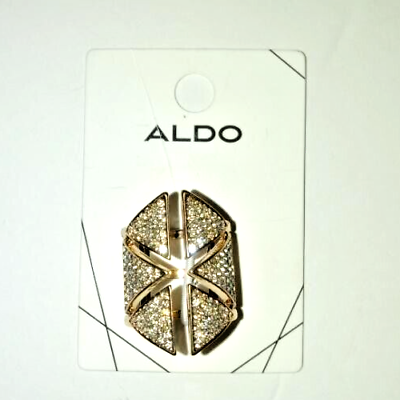 #ad ALDO Size 7 Fashion Ring Gold Color White Rhinestones $20.00