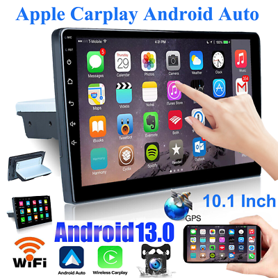 #ad Single 1 Din Android 13 Carplay Car Stereo Radio GPS WIFI BT Touch Screen 10.1quot; $76.99