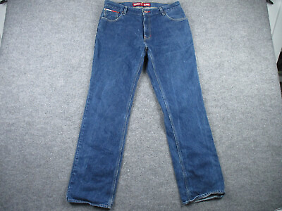 #ad Y2K Tommy Hilfiger Jeans Adult 34x33 Tag 34x34 Blue Straight Leg Vintage Mens $34.25