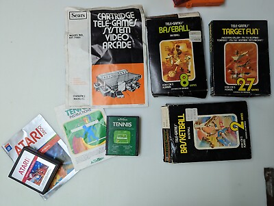 #ad Vintage Sears Tele Games Atari Type 5 Game Games LOT Box amp; Owner#x27;s Manual USA $28.00