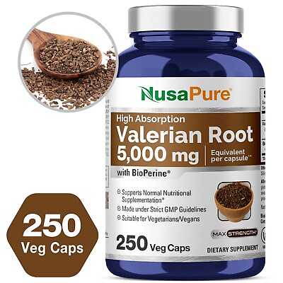 #ad NusaPure Valerian Root 5000 mg per Veggie Caps with Bioperine 250 Caps $30.64