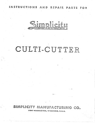 #ad Operator Instructions Maint amp; Service Parts Fits Simplicity Tiller Culti Cutter $18.79