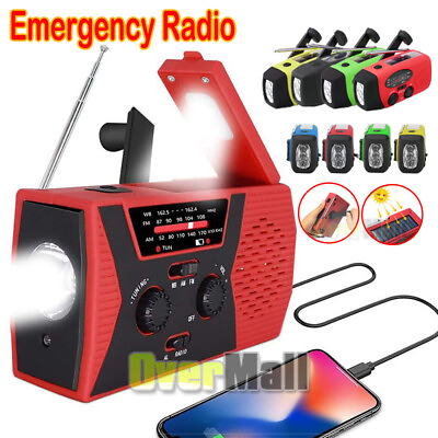 #ad 2000mAh Emergency LED Radio Solar Hand Crank AM FM NOAA Flashlight Phone Charger $17.99