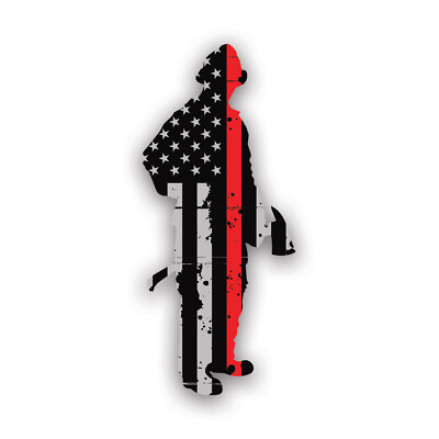 #ad Tattered Thin Red Line American Flag Fireman Sticker DecalWeatherproof $4.99