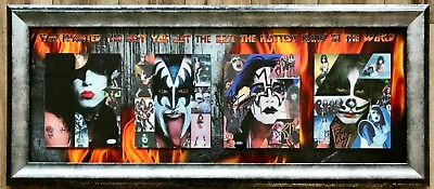 #ad KISS Simmons Stanley Criss Frehley signed 8x10 4 custom framed display JSA $999.00