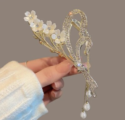 #ad USA VINTAGE Hair Claw Clip Rhinestone Crystal Hairpin Butterfly Elegant Flowers $12.99