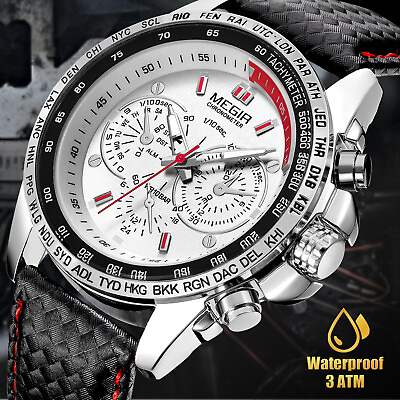 #ad Waterproof MEGIR Men#x27;s Stainless Steel Analog Sports Quartz Military Wrist Watch $13.98