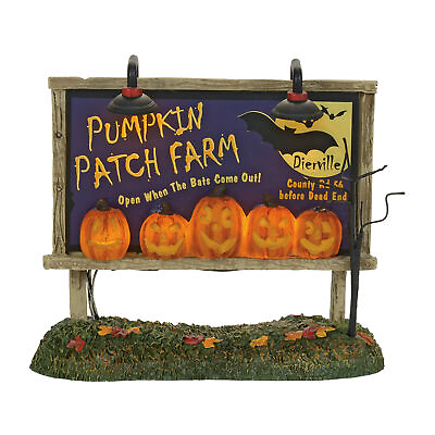 #ad Department 56 Village Halloween Accessories Pumpkin Patch Billboard Lit Figurine $25.00