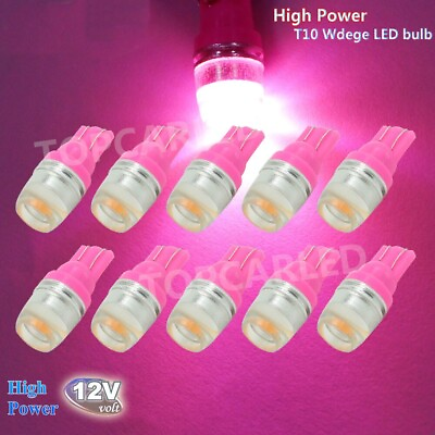 #ad 10x Pink T10 LED Bulbs W5W 168 194 Car Wedge Side Marker Interior Dome Map Light $7.19